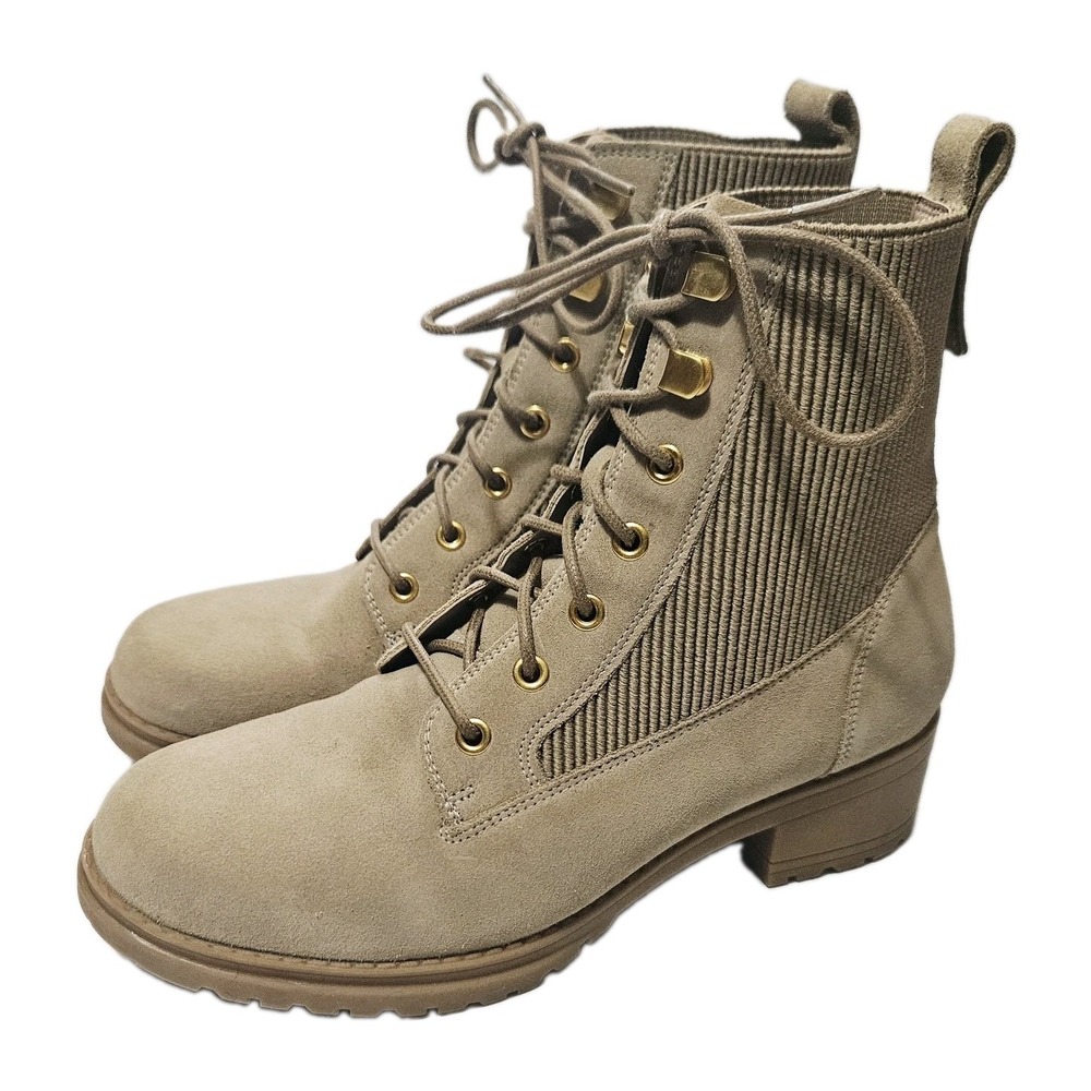 Woman's Boots Cole Haan Camea Waterproof Combat Boot II Size 8.5 Beige